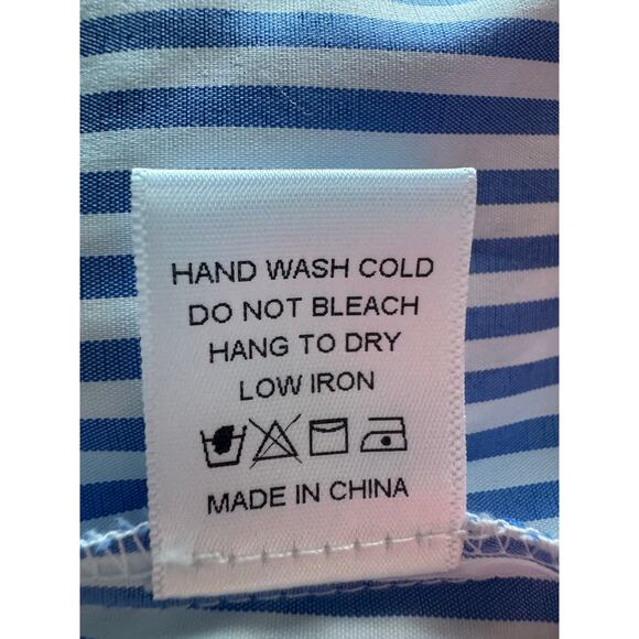 Tuckernuck Blue Stripe Royal Shirt Dress Large button down collar Stretch EUC - Picture 13 of 14